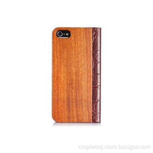 Walnut or Bamboo Wooden Cell Phone Case , Genuine Leather a